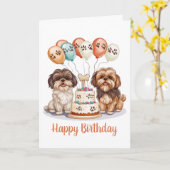 Happy Birthday Shih Tzu Dogs Verjaardagstaart Kaart (Gele Bloem)