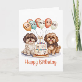 Happy Birthday Shih Tzu Dogs Verjaardagstaart Kaart