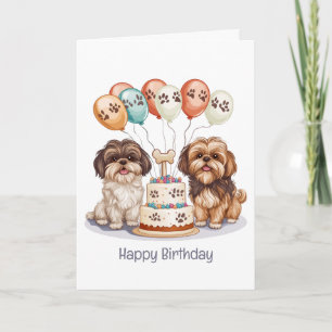 Happy Birthday Shih Tzu Dogs Verjaardagstaart Kaart