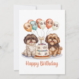 Happy Birthday Shih Tzu Dogs Verjaardagstaart Kaart