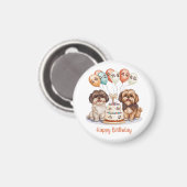 Happy Birthday Shih Tzu Dogs Verjaardagstaart Magneet (Voorkant / Achterkant)