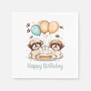 Happy Birthday Shih Tzu Dogs Verjaardagstaart Servet