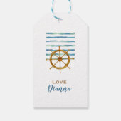 Happy Birthday, Ships Wheel, Nautical Coastal Cadeaulabel (Achterkant)