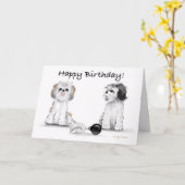 Happy Birthday Shitzu's Kaart (Gele Bloem)