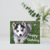 Happy Birthday Siberian Husky Puppy Dog Post Card Briefkaart (Staand voorkant)