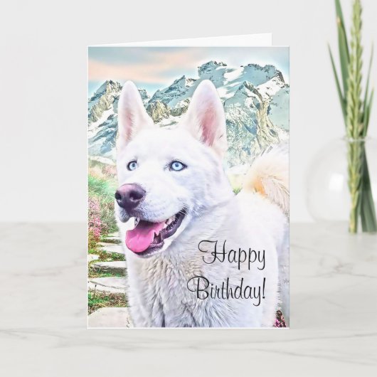 Happy Birthday Siberian husky wenskaart Kaart (Voorkant)