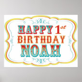 Happy Birthday Sign Carnival of Circus Party Noah Poster (Voorkant)