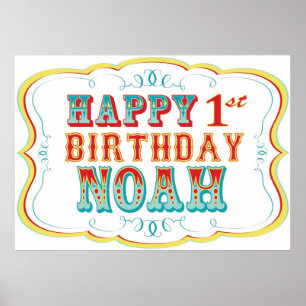 Happy Birthday Sign Carnival of Circus Party Noah Poster