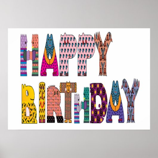 "HAPPY BIRTHDAY" SIGN POSTER (Voorkant)