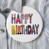 "HAPPY BIRTHDAY" SIGN RONDE BUTTON 6,0 CM (In situ)