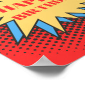 Happy Birthday Sign, Superhero Party Poster, Rood Poster (Hoek)