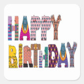 "HAPPY BIRTHDAY" SIGN VIERKANTE STICKER (Voorkant)