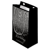 Happy Birthday Silver & Black Glitter Elke leeftij Klein Cadeauzakje (Voorkant Gekanteld)