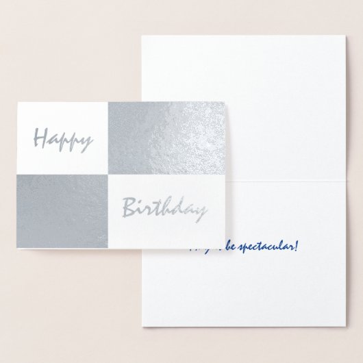 Happy Birthday Silver Foil en White Retangs Folie Kaarten (Display)