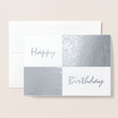 Happy Birthday Silver Foil en White Retangs Folie Kaarten (Voorkant met envelop)