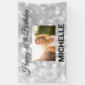 Happy Birthday Silver-foto's elk jaar aangepast Spandoek (Verticaal)