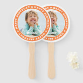 Happy Birthday Simple Moderne Custom Photo Handwaaier (Voorkant en achterkant)