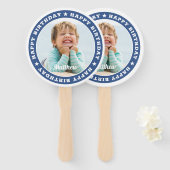 Happy Birthday Simple Moderne Custom Photo Handwaaier (Voorkant en achterkant)