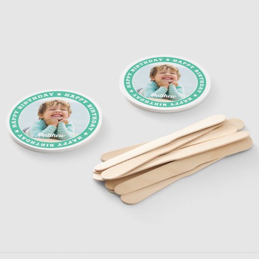 Happy Birthday Simple Moderne Custom Photo Handwaaier (Niet-gemonteerd)