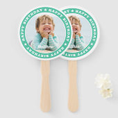 Happy Birthday Simple Moderne Custom Photo Handwaaier (Voorkant en achterkant)