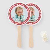 Happy Birthday Simple Moderne Custom Photo Handwaaier (Voorkant en achterkant)