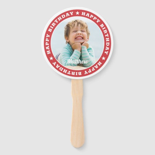 Happy Birthday Simple Moderne Custom Photo Handwaaier (Voorkant)