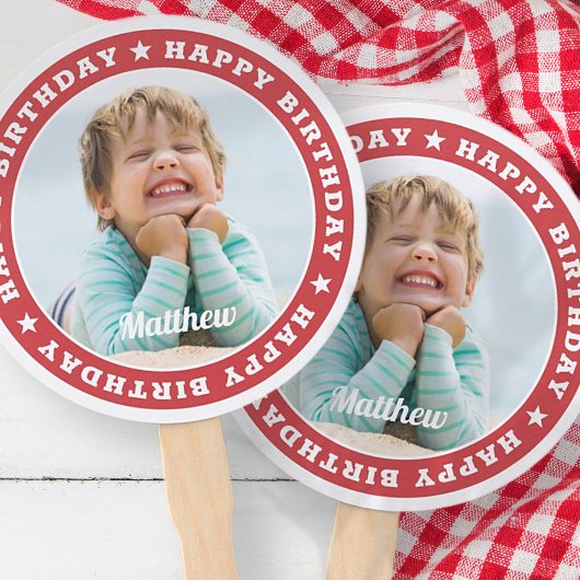 Happy Birthday Simple Moderne Custom Photo Handwaaier