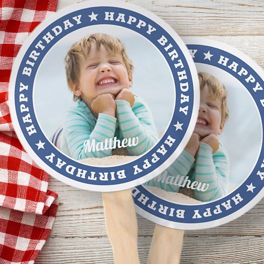 Happy Birthday Simple Moderne Custom Photo Handwaaier