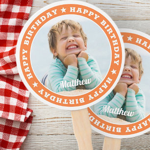 Happy Birthday Simple Moderne Custom Photo Handwaaier