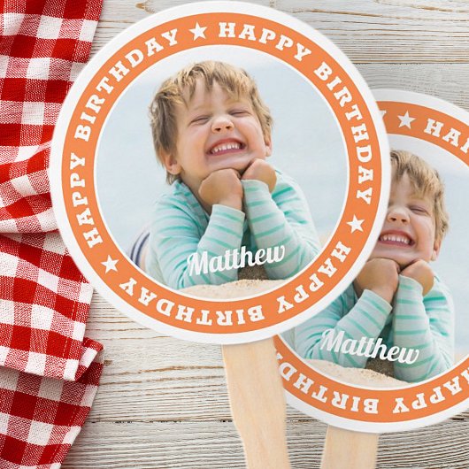 Happy Birthday Simple Moderne Custom Photo Handwaaier