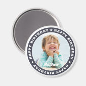 Happy Birthday Simple Moderne Custom Photo Magneet (Voorkant / Achterkant)