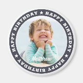 Happy Birthday Simple Moderne Custom Photo Magneet (Voorkant)