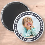 Happy Birthday Simple Moderne Custom Photo Magneet<br><div class="desc">Dit eenvoudige en moderne ontwerp is samengesteld uit serif typografie en voegt een douanefoto toe.</div>