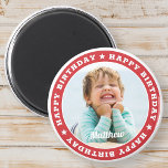 Happy Birthday Simple Moderne Custom Photo Magneet<br><div class="desc">Dit eenvoudige en moderne ontwerp is samengesteld uit serif typografie en voegt een douanefoto toe.</div>