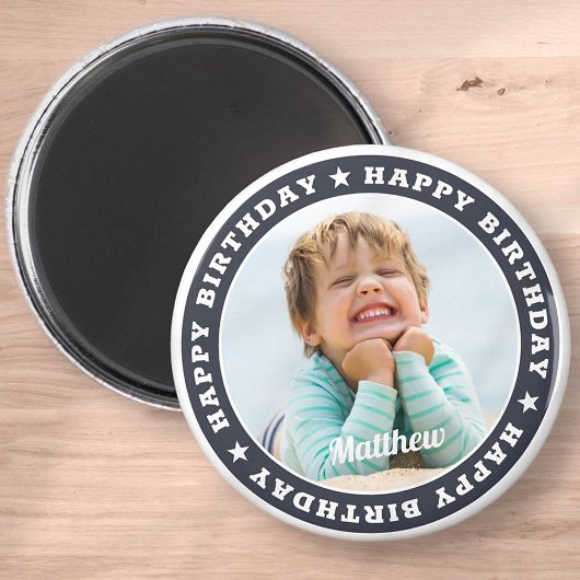 Happy Birthday Simple Moderne Custom Photo Magneet