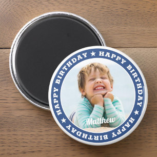 Happy Birthday Simple Moderne Custom Photo Magneet