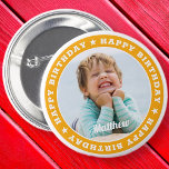 Happy Birthday Simple Moderne Custom Photo Ronde Button 5,7 Cm<br><div class="desc">Dit eenvoudige en moderne ontwerp is samengesteld uit serif typografie en voegt een douanefoto toe.</div>