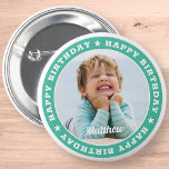 Happy Birthday Simple Moderne Custom Photo Ronde Button 5,7 Cm<br><div class="desc">Dit eenvoudige en moderne ontwerp is samengesteld uit serif typografie en voegt een douanefoto toe.</div>
