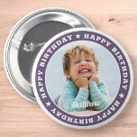 Happy Birthday Simple Moderne Custom Photo Ronde Button 5,7 Cm<br><div class="desc">Dit eenvoudige en moderne ontwerp is samengesteld uit serif typografie en voegt een douanefoto toe.</div>