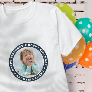 Happy Birthday Simple Moderne Custom Photo T-shirt