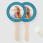 Happy Birthday Simple Preppy Modern Custom Photo H Handwaaier (Voorkant en achterkant)