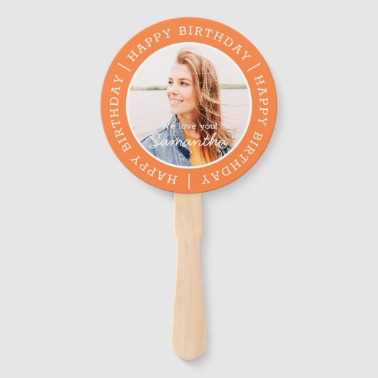 Happy Birthday Simple Preppy Modern Custom Photo Handwaaier (Achterkant)