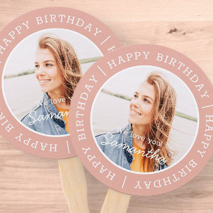 Happy Birthday Simple Preppy Modern Custom Photo Handwaaier
