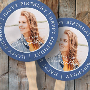 Happy Birthday Simple Preppy Modern Custom Photo Handwaaier
