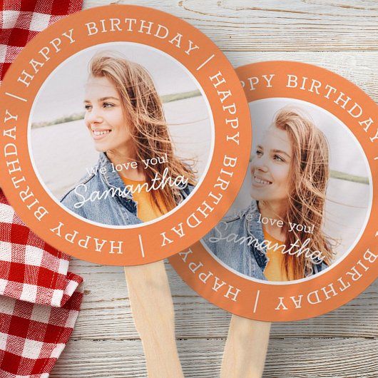 Happy Birthday Simple Preppy Modern Custom Photo Handwaaier