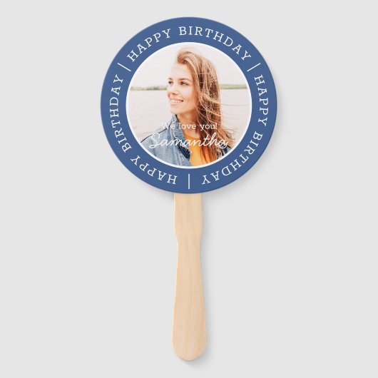 Happy Birthday Simple Preppy Modern Custom Photo Handwaaier (Voorkant)
