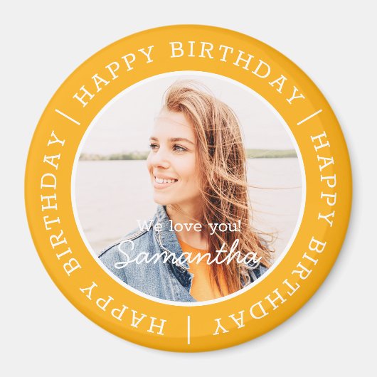 Happy Birthday Simple Preppy Modern Custom Photo Magneet (Voorkant)