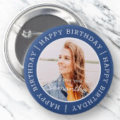 Happy Birthday Simple Preppy Modern Custom Photo Ronde Button 5,7 Cm