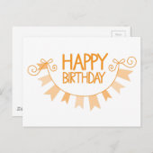 Happy Birthday sinaasappel Bunting Briefkaart (Voorkant / Achterkant)