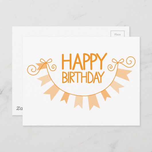 Happy Birthday sinaasappel Bunting Briefkaart (Voorkant / Achterkant)